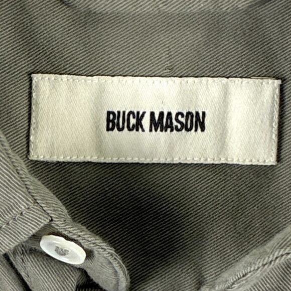 Buck Mason Shirt Mens L Draped Twill One Pocket Gray Preppy Classic Huckberry - Picture 6 of 8